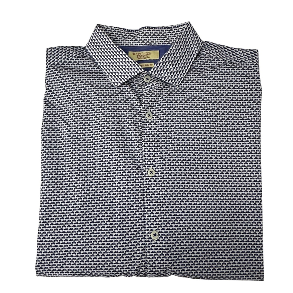 Original Penguin Mens Heritage‎ Slim Fit Long Sleeve Button Down Car Print 16.5